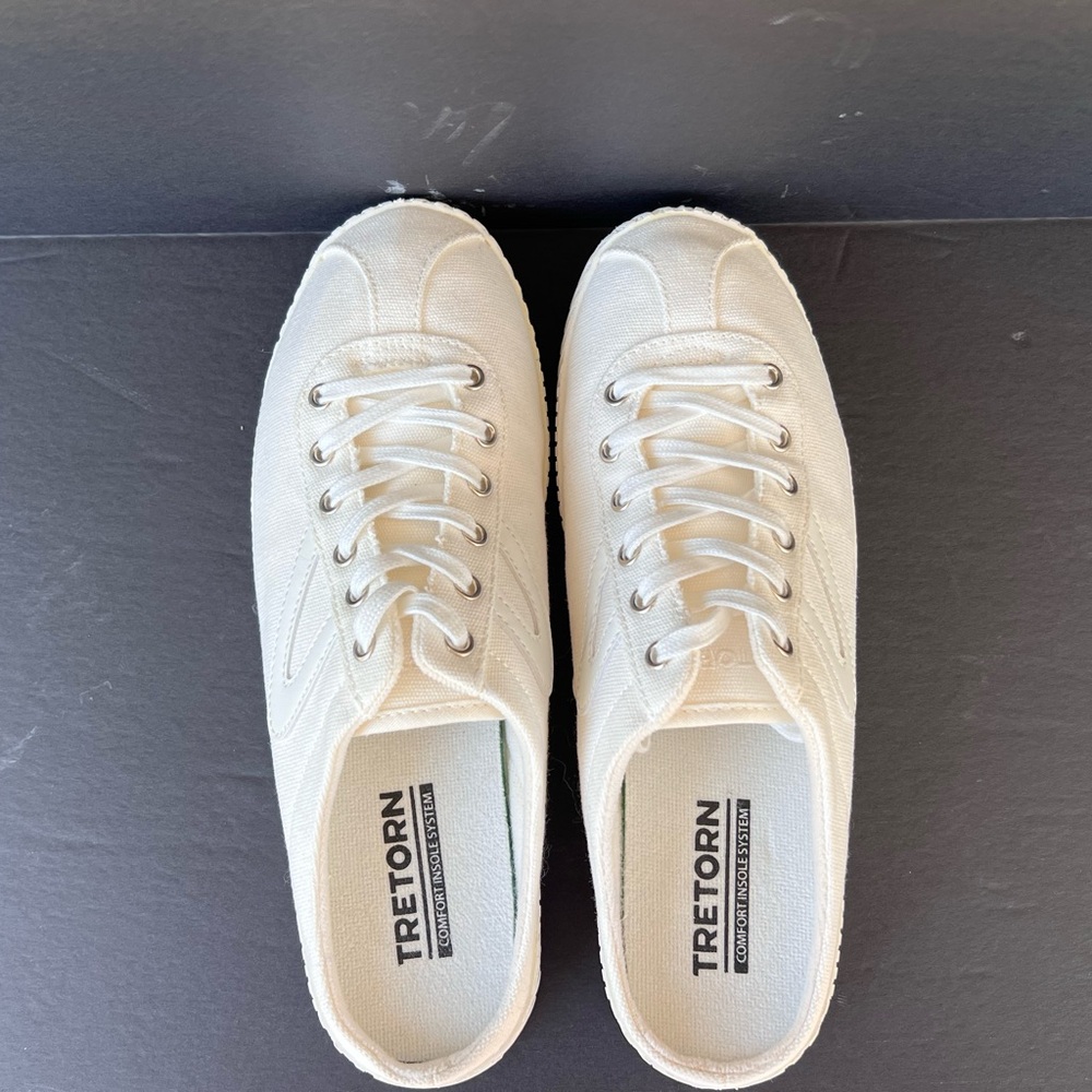 Tretorn Cream Canvas Mules - Picture 4 of 9